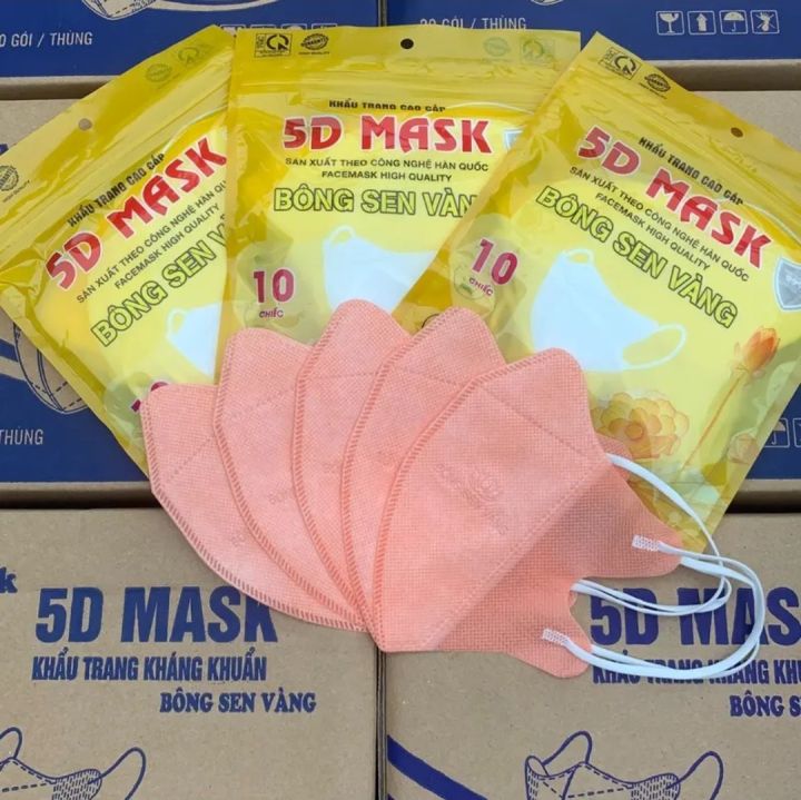 Khẩu trang 5D Bông Sen Vàng - Thùng 500 cái